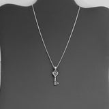 Sterling Silver Heart Triquetra Key Necklace, Silver Chain, Celtic Necklaces, Love Hearts