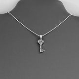 Sterling Silver Heart Triquetra Key Necklace, Silver Chain, Celtic Necklaces, Love Hearts