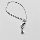 Sterling Silver Heart Triquetra Key Necklace, Silver Chain, Celtic Necklaces, Love Hearts