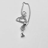 Sterling Silver Heart Triquetra Key Necklace, Silver Chain, Celtic Necklaces, Love Hearts