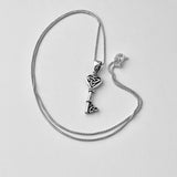 Sterling Silver Heart Triquetra Key Necklace, Silver Chain, Celtic Necklaces, Love Hearts