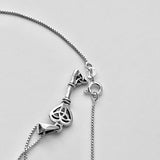 Sterling Silver Heart Triquetra Key Necklace, Silver Chain, Celtic Necklaces, Love Hearts