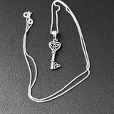 Sterling Silver Heart Triquetra Key Necklace, Silver Chain, Celtic Necklaces, Love Hearts