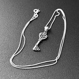 Sterling Silver Heart Triquetra Key Necklace, Silver Chain, Celtic Necklaces, Love Hearts