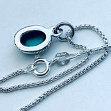 Sterling Silver Small Oval Turquoise Necklace, Silver Chain, Stone Necklaces