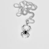 Sterling Silver Unisex Black Onyx Spider Necklace, Bug Necklaces, Silver chain, Bugs