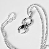 Sterling Silver Unisex Black Onyx Spider Necklace, Bug Necklaces, Silver chain, Bugs