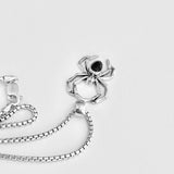 Sterling Silver Unisex Black Onyx Spider Necklace, Bug Necklaces, Silver chain, Bugs