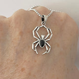 Sterling Silver Unisex Black Onyx Spider Necklace, Bug Necklaces, Silver chain, Bugs