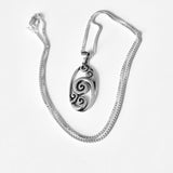 Sterling Silver Large Oval Waves Necklace, Silver Chain, Ocean Waves, Surfer Chains
