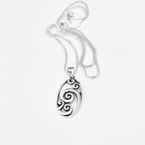 Sterling Silver Large Oval Waves Necklace, Silver Chain, Ocean Waves, Surfer Chains