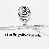 Sterling Silver Large Oval Waves Necklace, Silver Chain, Ocean Waves, Surfer Chains