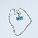 Sterling Silver Blue Lab Opal Owl Necklace, Silver Chain, Animal Necklaces, Spirit Birds