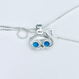 Sterling Silver Blue Lab Opal Owl Necklace, Silver Chain, Animal Necklaces, Spirit Birds