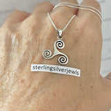 Sterling Silver Celtic Triskele Necklace, Silver Chain, Triskelion Necklaces, Celtics