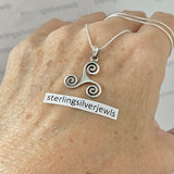Sterling Silver Celtic Triskele Necklace, Silver Chain, Triskelion Necklaces, Celtics