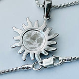 Sterling Silver Blue Lab Opal Sun Necklace, Silver Necklaces, Sunshine Necklace, October Birthstone