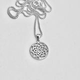 Sterling Silver Small Mandala Necklace, Silver Necklaces, Lotus Flower, Geometric