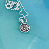 Sterling Silver Small Blooming Lotus Necklace, Spirit Flowers, Silver Chain, Yoga Necklaces