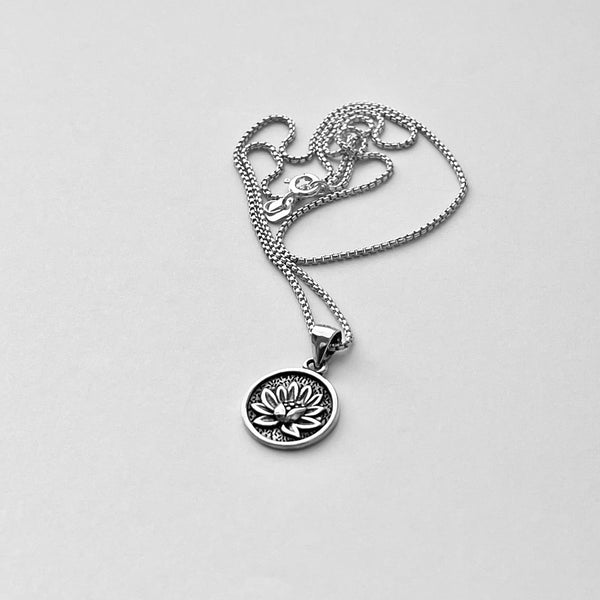 Sterling Silver Small Blooming Lotus Necklace, Spirit Flowers, Silver Chain, Yoga Necklaces