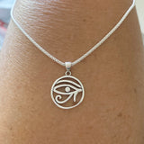 Sterling Silver Eye of Horus Necklace, Silver Chain, Religious Necklaces, Eye of Ra Chains