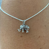 Sterling Silver Filigree Elephant Necklace, Silver Necklace, Animal Necklace, Lucky Elephant Necklace