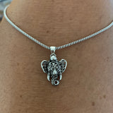 Sterling Silver Filigree Ganesha Elephant Necklace, Silver Necklace, Boho Necklace, Animal Necklace