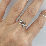Sterling Silver Flying Sparrows Ring, Bird Ring, Spirit Bird Ring, Silver Ring, Religious Ring