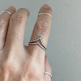 Sterling Silver Double V Shape Ring, Silver Ring, Boho Ring
