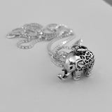 Sterling Silver Filigree Elephant Necklace, Silver Necklace, Animal Necklace, Lucky Elephant Necklace
