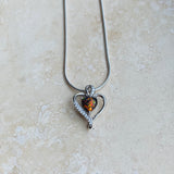 Sterling Silver Black Lab Opal CZ Heart Necklace, Silver Chain, Love Necklaces
