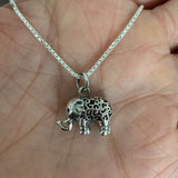 Sterling Silver Filigree Elephant Necklace, Silver Necklace, Animal Necklace, Lucky Elephant Necklace