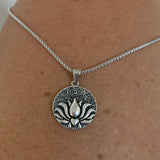 Sterling Silver Lotus Necklace, Silver Chain, Flower Necklaces, Yoga Chains