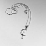 Sterling Silver Dainty Cat on Moon Necklace, Kitty Chain, Animal Necklaces, Pet Cats