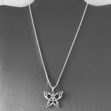 Sterling Silver Triquetra Celtic Butterfly Necklace, Silver Chain, Bug Necklaces