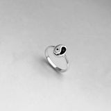 Sterling Silver Small Oval Yin and Yang Ring, Yoga Ring, Boho Ring, Silver Ring