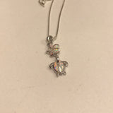 Sterling Silver White Lab Opal Turtle and Plumeria Necklace, Silver Necklaces, Flower Necklace, Hawaii Necklace