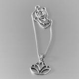 Sterling Silver Cut Out Lotus Necklace, Silver Necklace, Flower Necklace, Spirit Necklace