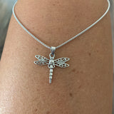 Sterling Silver Dragonfly Necklace, Silver Chain, Bug Necklaces, Spirit Bugs, Insect Chains