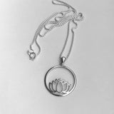 Sterling Silver Lotus Necklace, Silver Chain, Flower Necklaces, Spirit Flowers, Yoga Chains