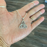 Sterling Silver Triquetra Pentagram Necklace, Silver Chain, Triquetra Necklaces, Moon and Star Chains