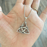 Sterling Silver Triquetra and Snake Necklace, Silver Chain, Celtic Necklaces, Animal Chains