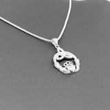 Sterling Silver Large Irish Claddagh Necklace with Triquetra, Silver Chain, Friendship, Celtic Chains