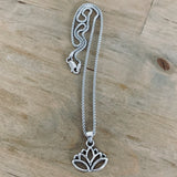 Sterling Silver Cut Out Lotus Necklace, Silver Necklace, Flower Necklace, Spirit Necklace