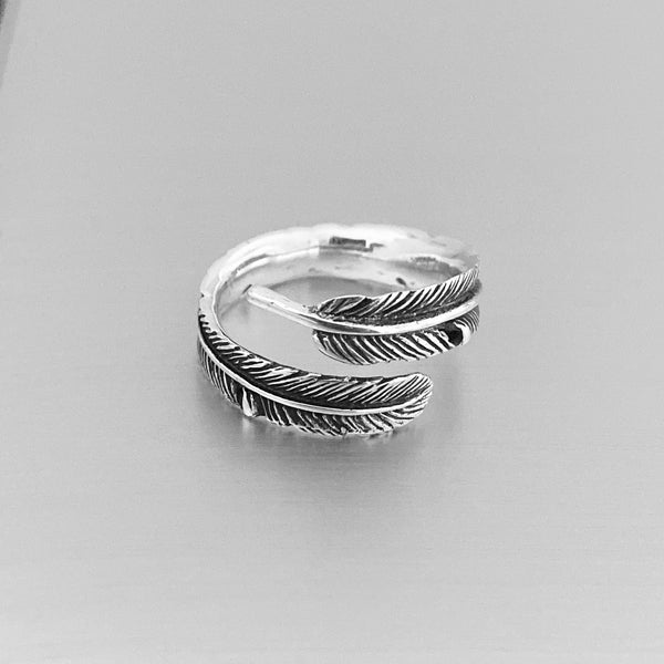 Sterling Silver Angel Feather Ring, Silver Ring, Angels Wing Ring