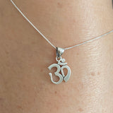 Sterling Silver Small OM Necklace, Silver Necklace, Boho Necklace, Yoga Necklace