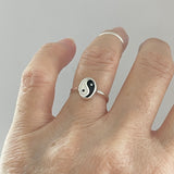 Sterling Silver Small Oval Yin and Yang Ring, Yoga Ring, Boho Ring, Silver Ring