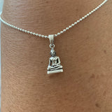Sterling Silver Small Buddha Necklace, Silver Chain, Religious Necklaces, Yoga Chains