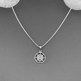 Sterling Silver Sun and Compass Necklace, Silver Chain, Sun Necklace, Map Chains