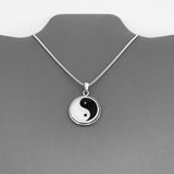 Sterling Silver Large Yin and Yang Necklace, Silver Chain, Yoga Necklaces, Religious Chains